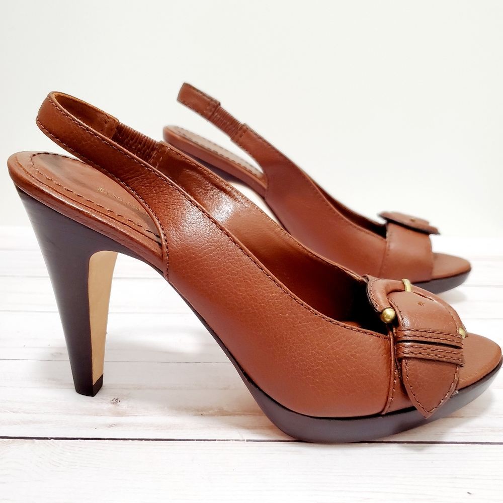 NWOT Banana Republic Palma Cognac Leather Sandals - Picture 2 of 6